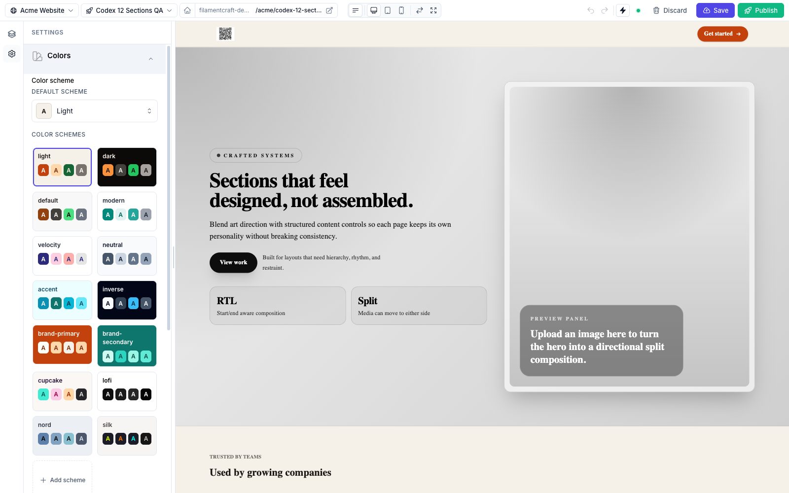 The color-scheme grid