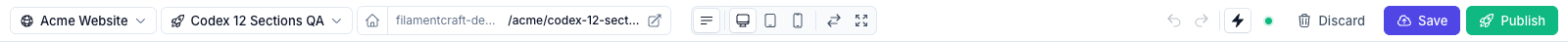 The editor topbar